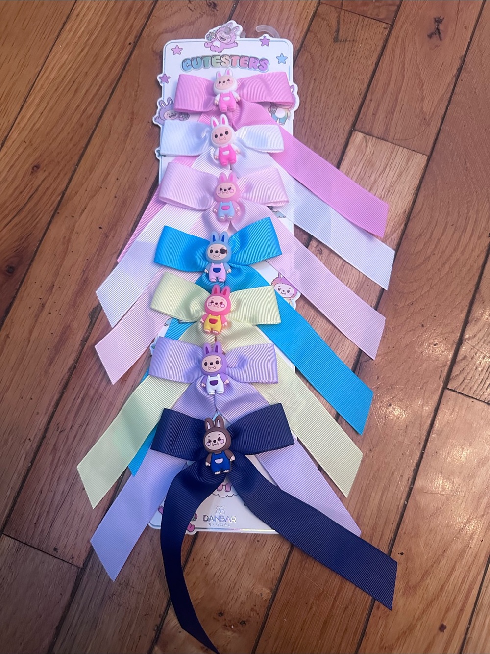 Cutesters Bunny Ribbon Hair Bows - Multi Pink Blue Yellow Purple Navy